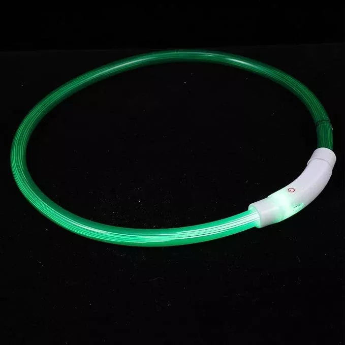 USB Rechargeable Pet Collar LED Lighted Dog Safety Collar 70cm Fiber Optic Glowing Neck Decor for Night Walking