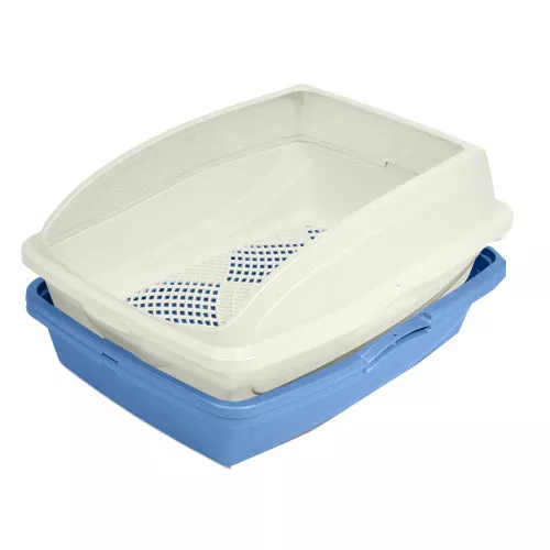 Van Ness Plastics, Van Ness Plastics Framed Sifting Cat Litter Pan, White|Blue, 1 Each/One Size