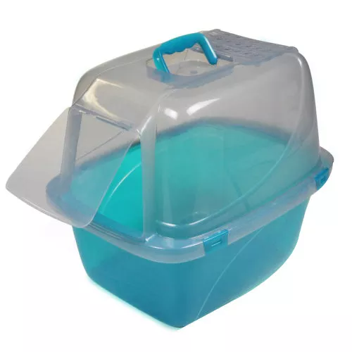 Van Ness Plastics, Van Ness Plastics Translucent Enclosed Cat Litter Box, Blue, 1 Each/Large