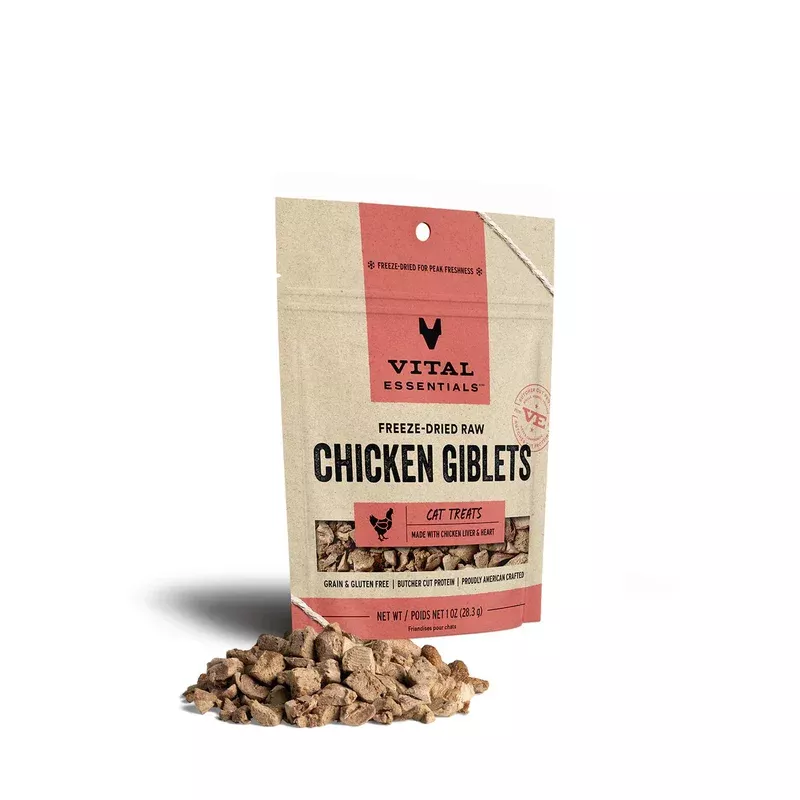 Vital Essentials Freeze-Dried Chicken Giblets Cat Treats, 1 oz