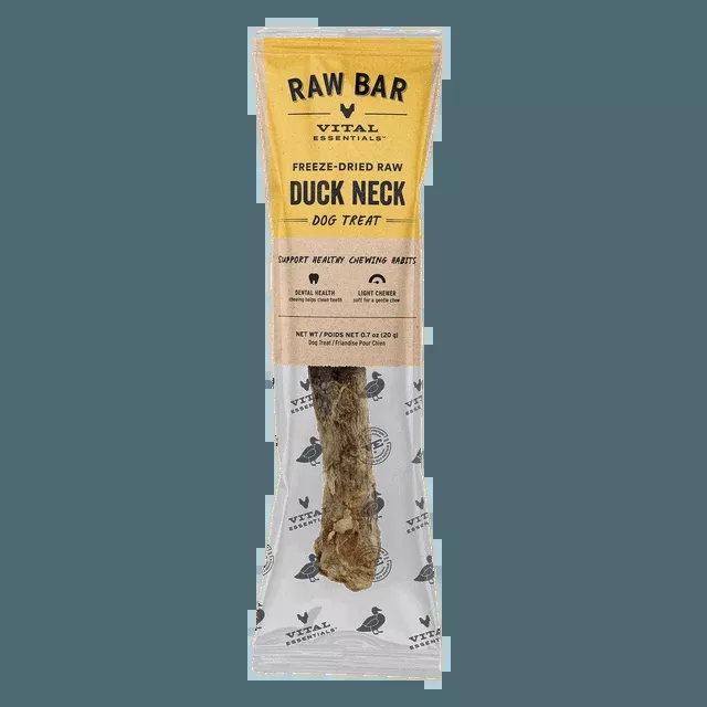 Vital Essentials Freeze-Dried Raw Bar Duck Necks Single Ingredient Dog Chews