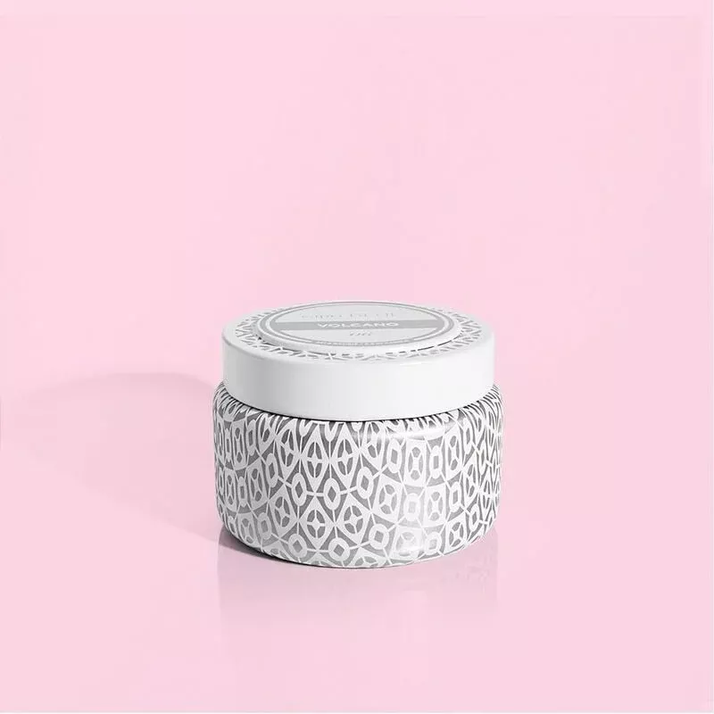 Volcano White SignaturePrinted Travel Tin Candle
