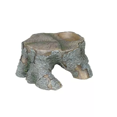 Weco, Weco Products Wecorama Sleepy Hollows Pine Stump Den Terrarium Ornament, Gray/Brown, 1 Each/Medium