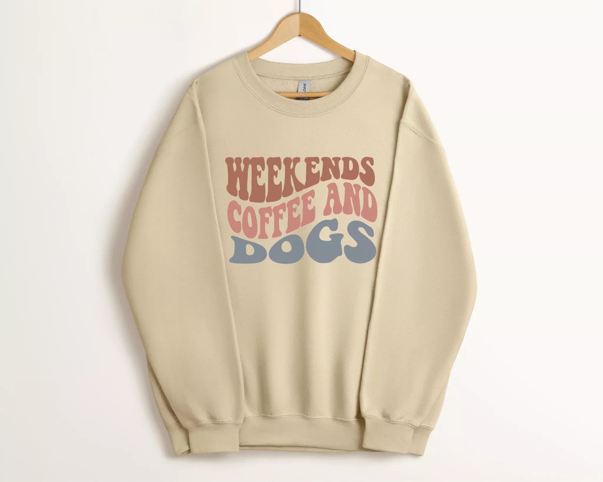 Weekends, Coffee And Dogs ReFlex Fleece Sweatshirt, Bone
