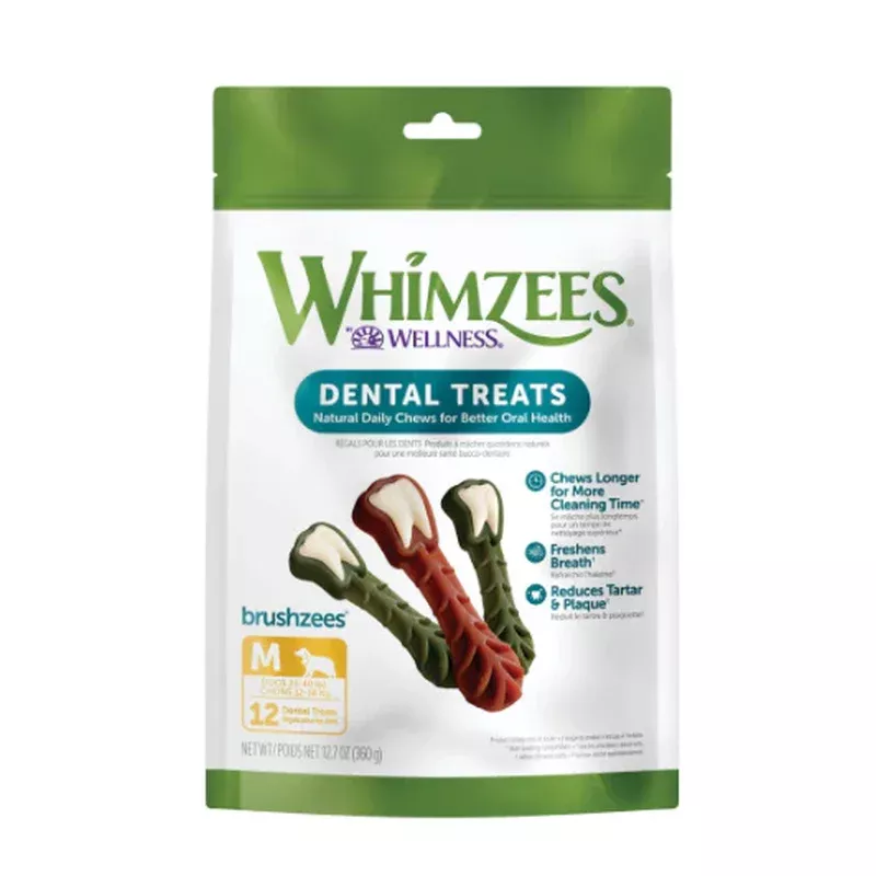 Whimzees Daily Use Brushzees Medium Pack Dental Dog Treats