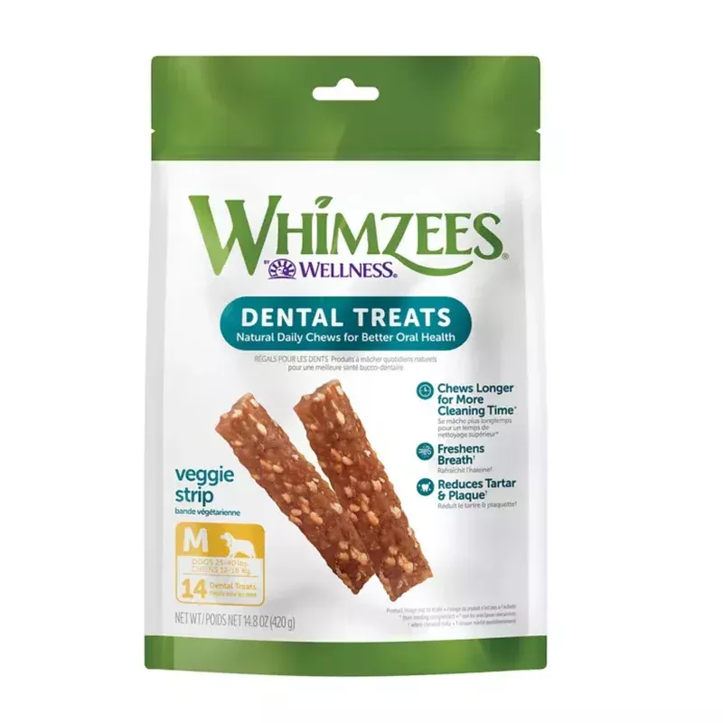 Whimzees Veggie Strip Medium 14.8 oz Dental Chew for Dogs