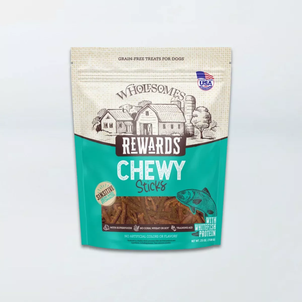 Wholesomes Rewards Chewy Sticks Dog Treats – Whitefish – 25oz Pouch