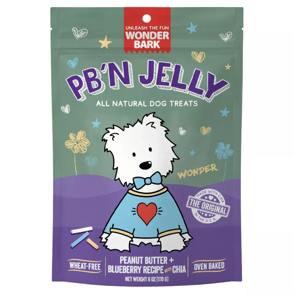 Wonder Bark PB'N Jelly Dog Treats - Peanut Butter & Blueberry - 6oz Pouch