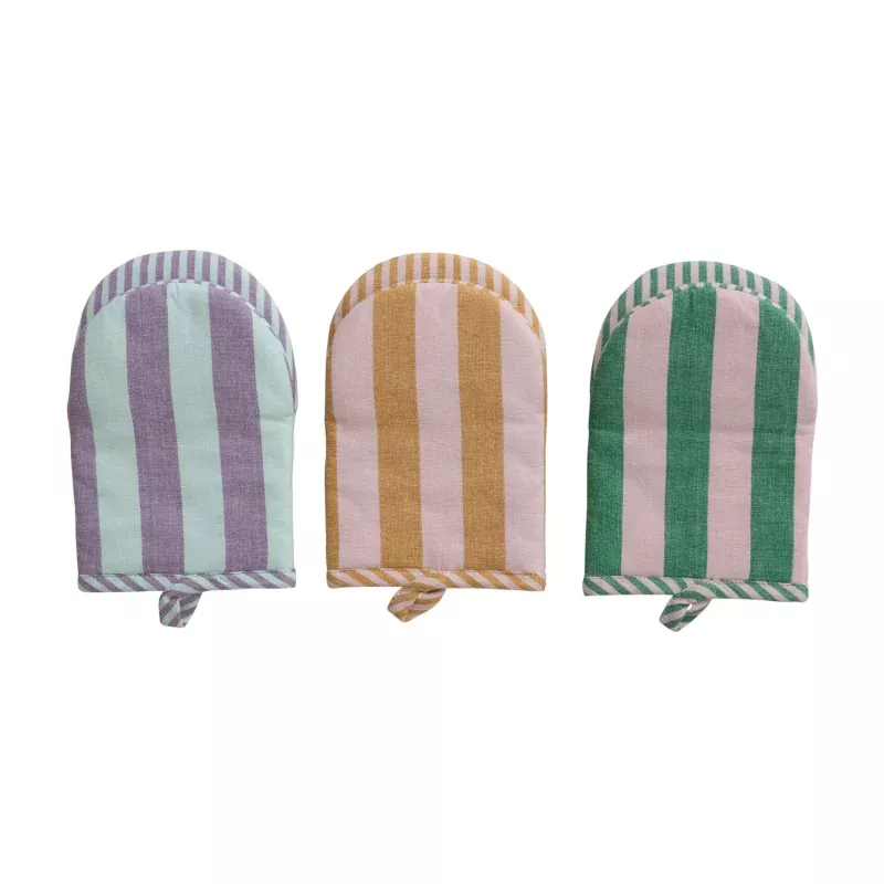 Woven Cotton Striped Oven Mitt – Sold Individually