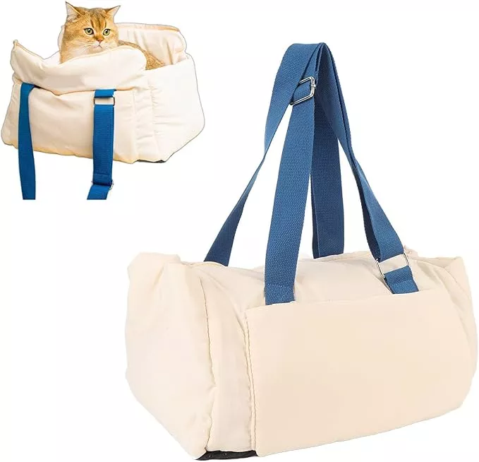 Zerodis Portable Pet Car Seat for Dogs Cats, Washable Dog Booster Seat with Storage Pocket, Puppy Travel Carrier Bed, Center Console Dog Seat Travel Carrier