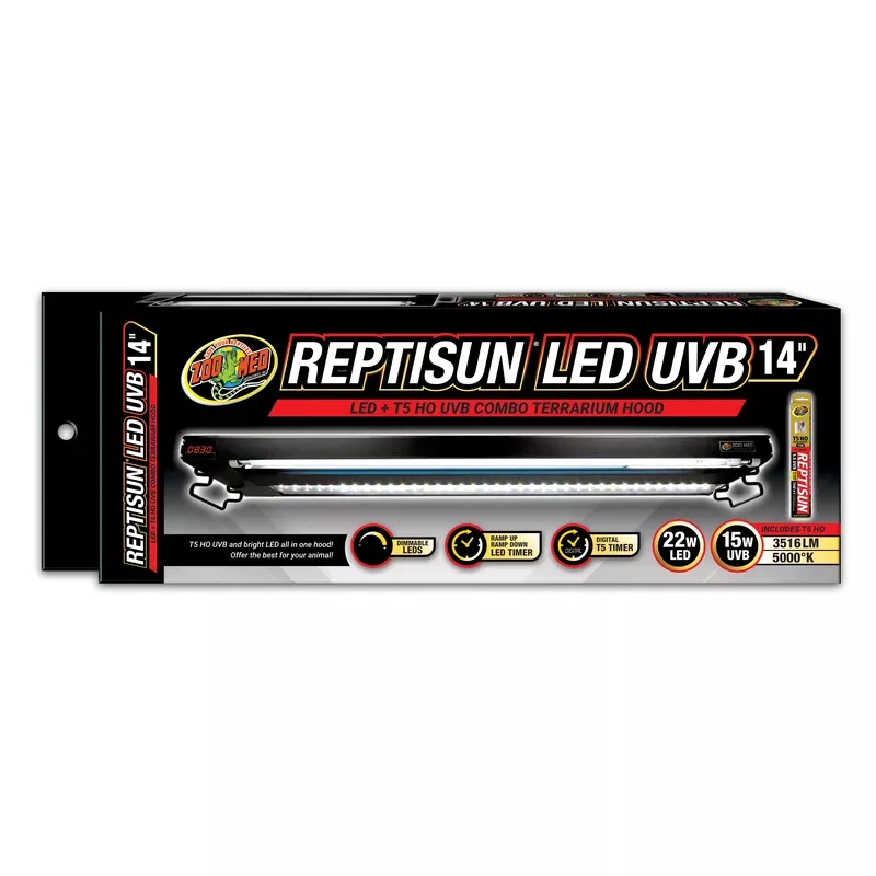 Zoo Med Reptisun LED UVB Combo Terrarium Hood 14 in
